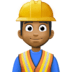 👷🏾‍♂️ man construction worker: medium-dark skin tone display on Facebook